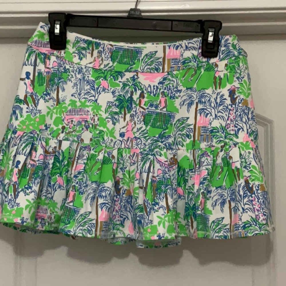 Lilly Pulitzer Green and White Skater Mini Skirt